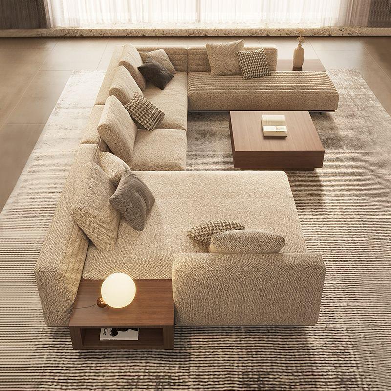 Modern Modular L- Shaped Sectional Sofa With Built in Side Table