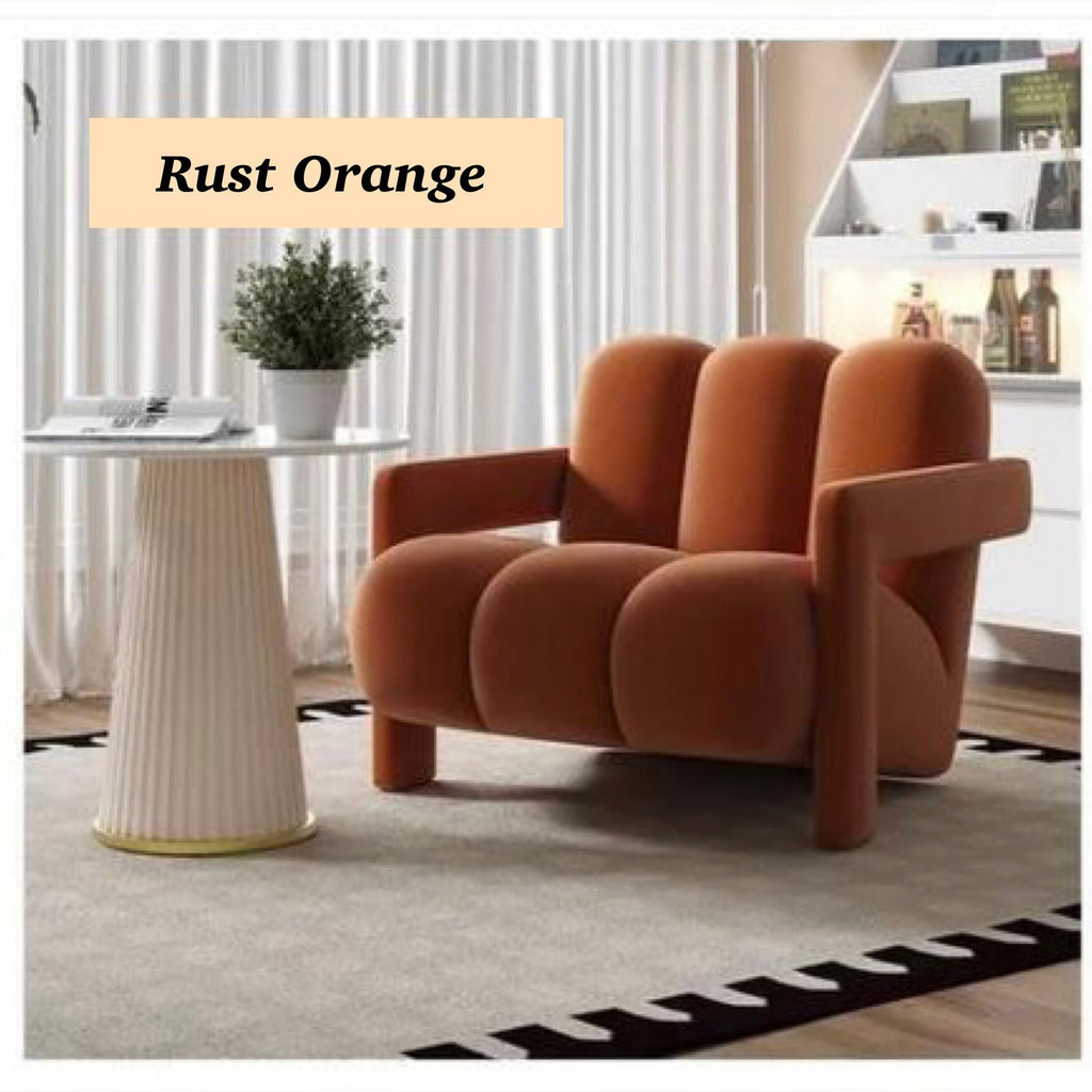 Danish Scandinavian Style Single Sofa Chair Made with Velvet Fabric