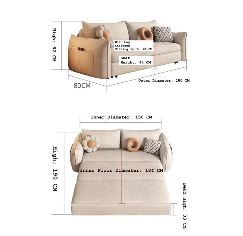 Nordic Luxury Lazy Living Room Storage Relaxing Folding Sofa Bed