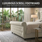 Sophisticated Sleigh Bed with Button Tufted Design