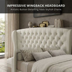 Sophisticated Sleigh Bed with Button Tufted Design
