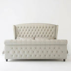 Sophisticated Sleigh Bed with Button Tufted Design