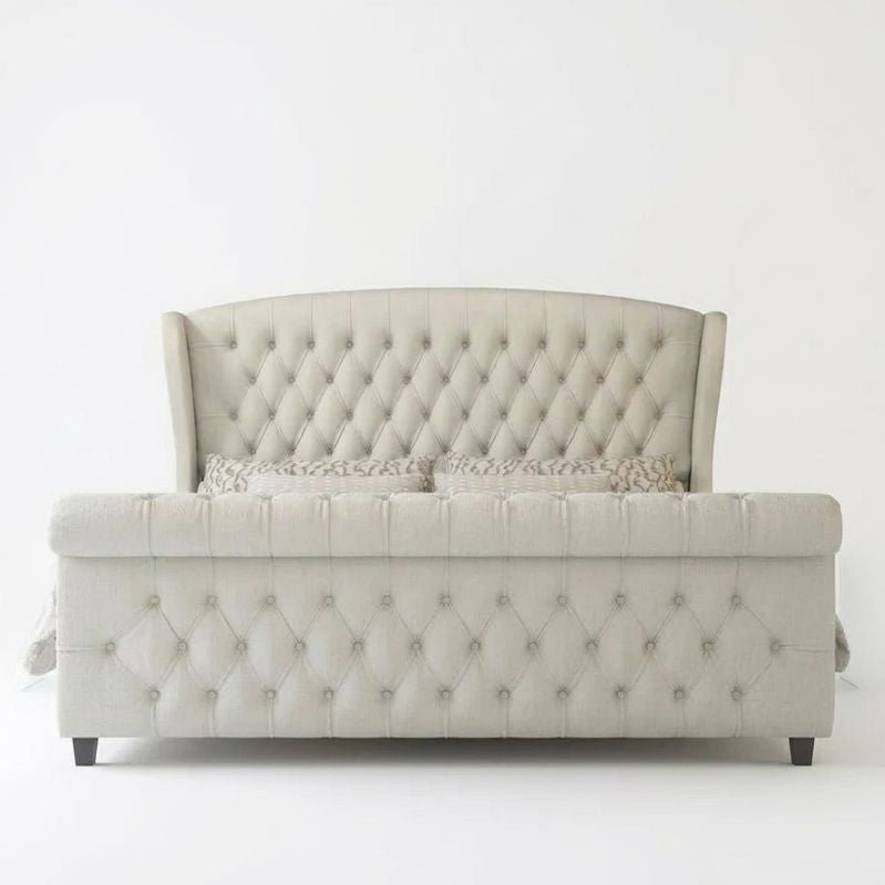 Sophisticated Sleigh Bed with Button Tufted Design