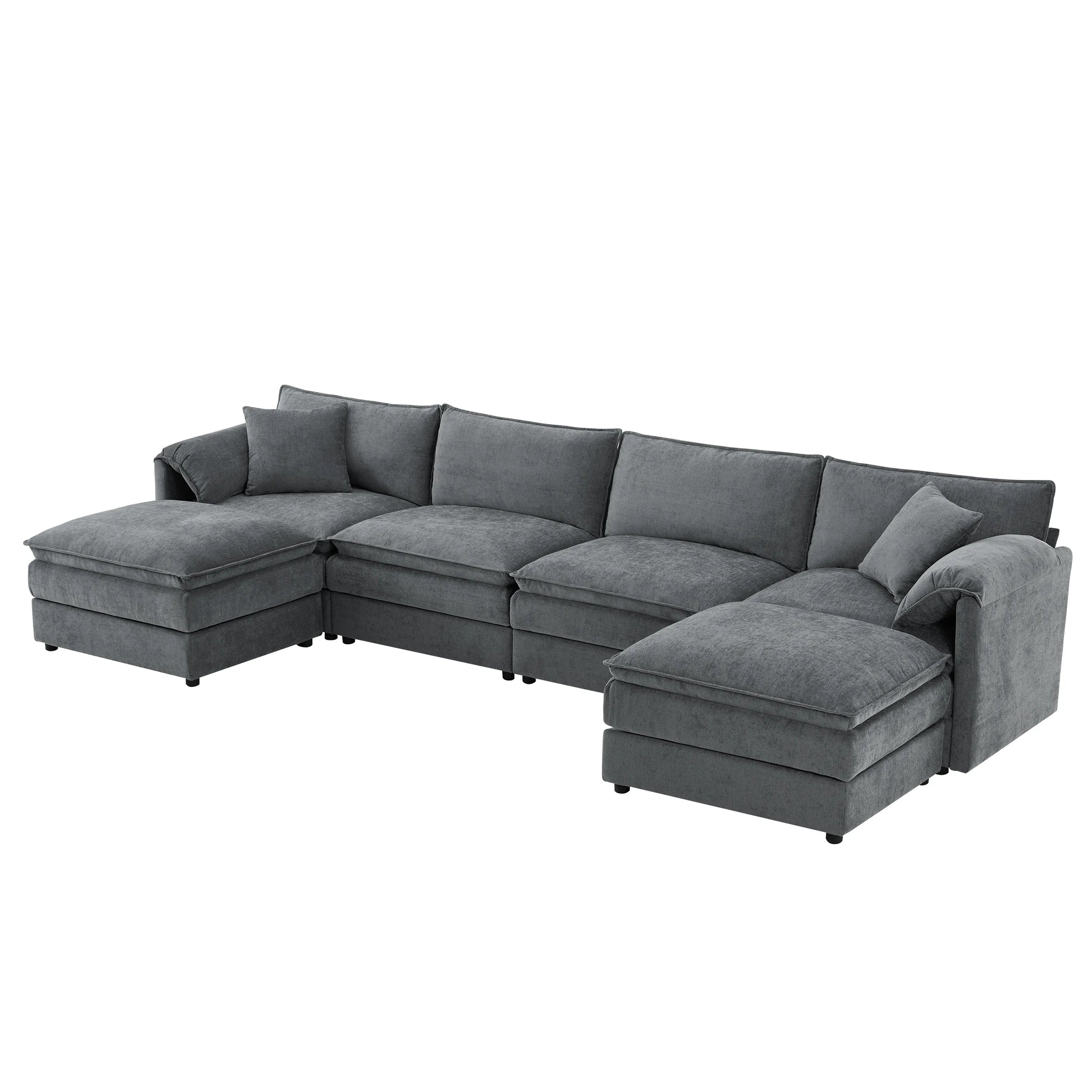 Gray sectional sofa on a white background