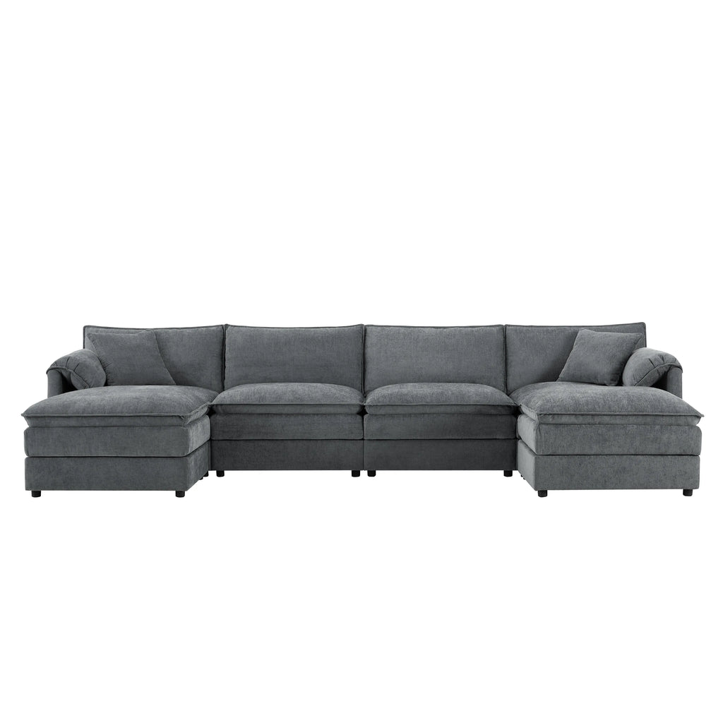 Gray sectional sofa on a white background