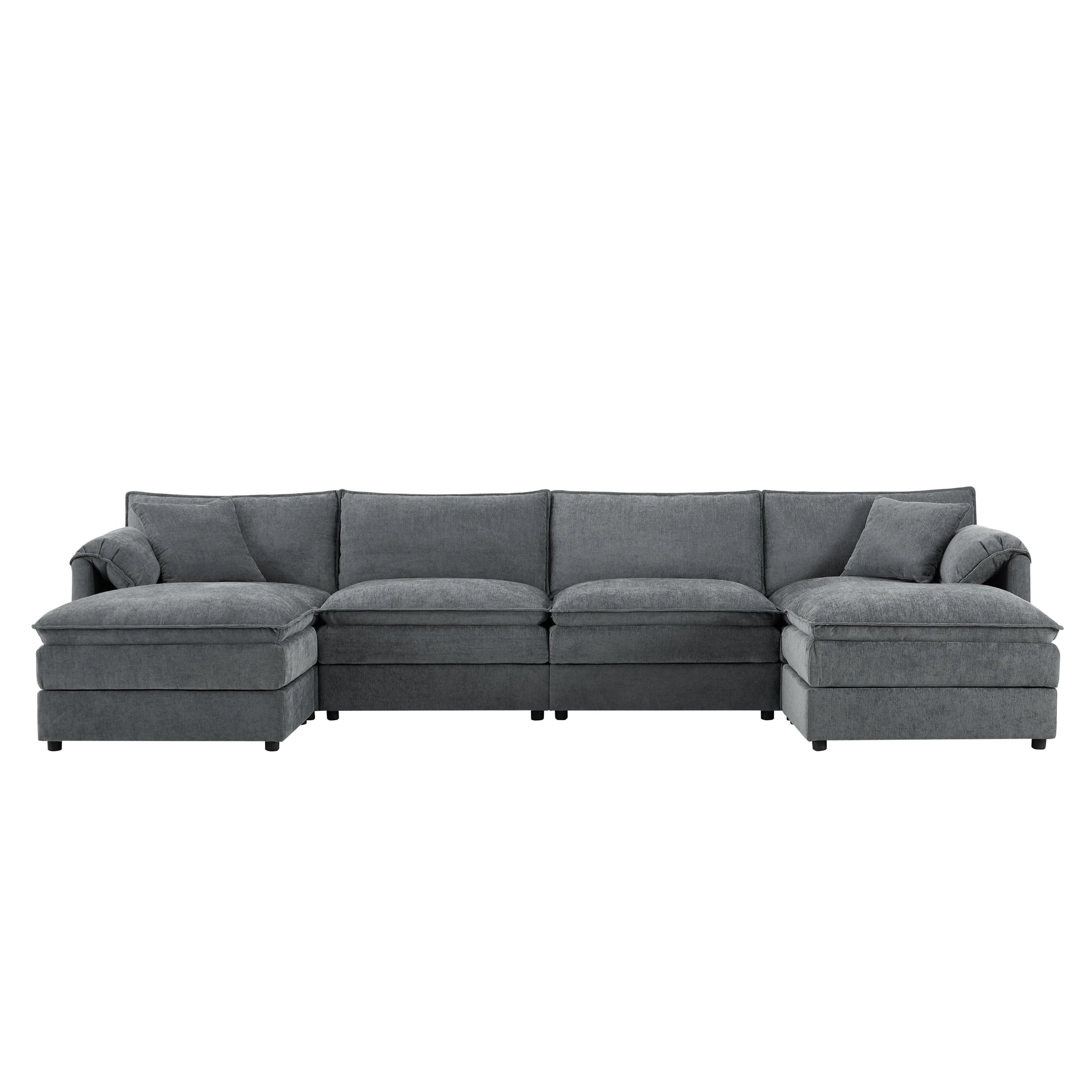 Gray sectional sofa on a white background