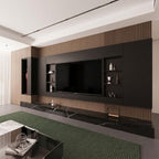 Zenith Monolith Floating Media Wall - Aesthetic Design with a Ghost Console