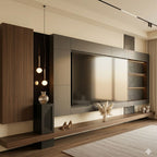 Zenith Monolith Floating Media Wall - Aesthetic Design with a Ghost Console