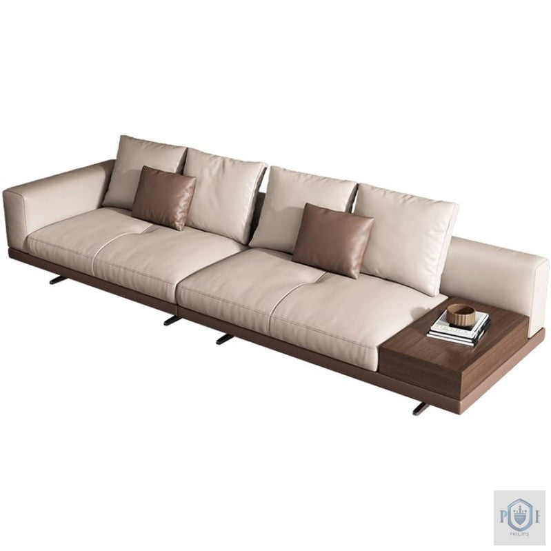 Philips Modern Modular Puffy Style Sofa With One Sided Wooden Armrest