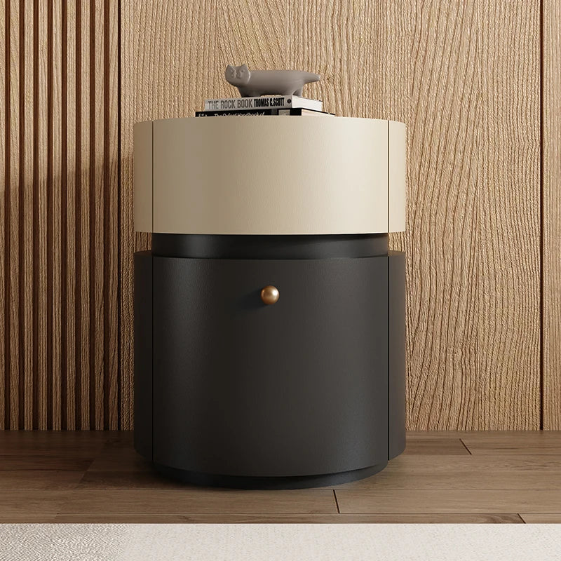 "Aesthetic modern bedside table with storage drawers for bedroom organization and contemporary décor.”"