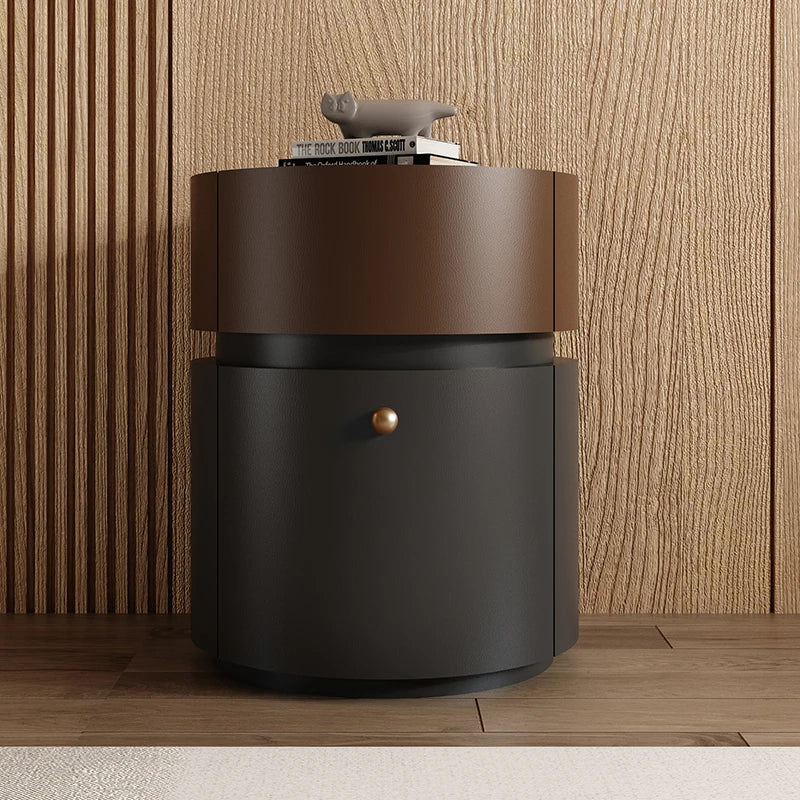 "Aesthetic modern bedside table with storage drawers for bedroom organization and contemporary décor.”"