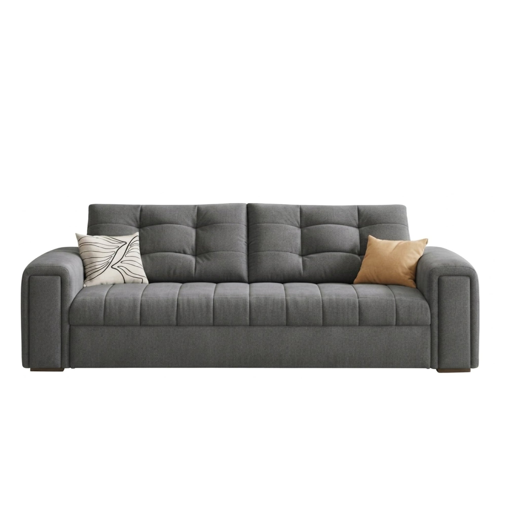 Beatrice Classic Custom Storage Sofa Bed in Charcoal Grey premium velvet on a white background.
