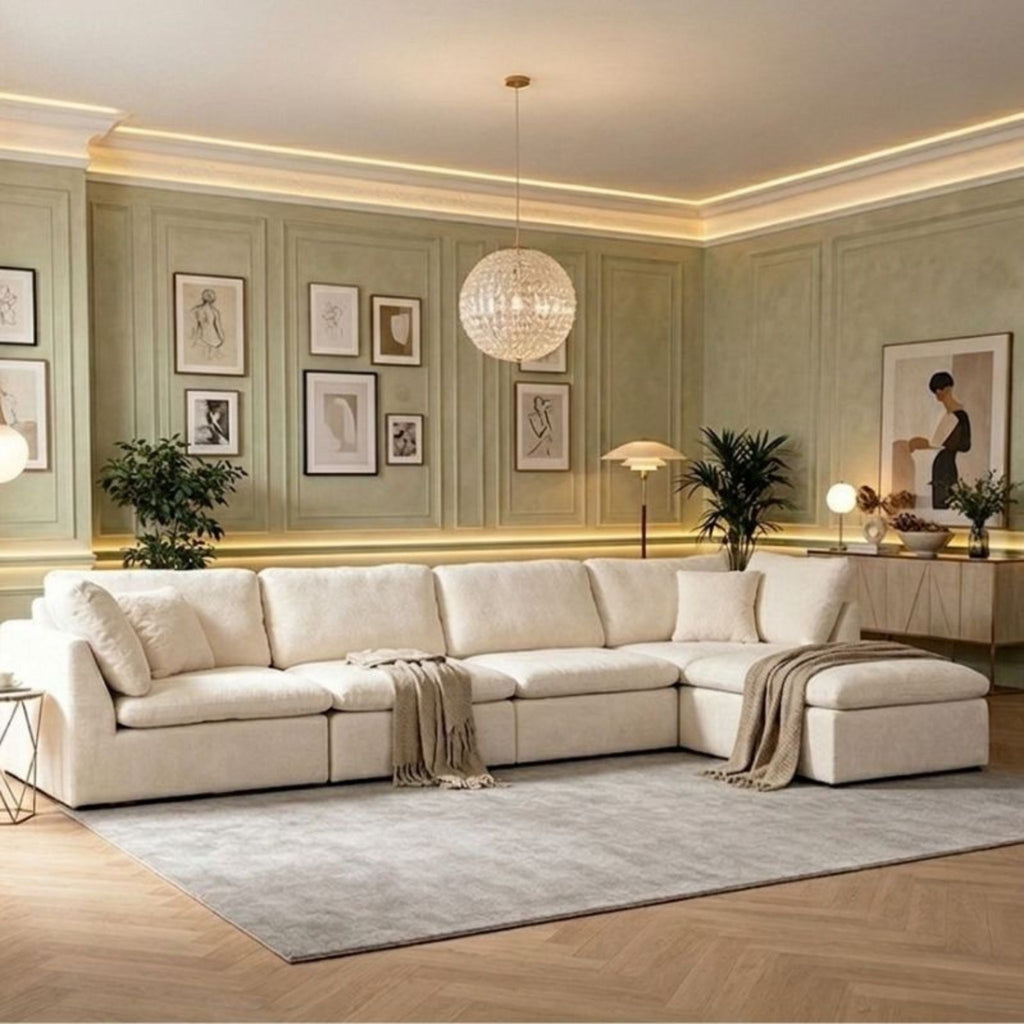 Close-up of the individual modules of the Belvedere sofa, showcasing the versatile and customizable layout options