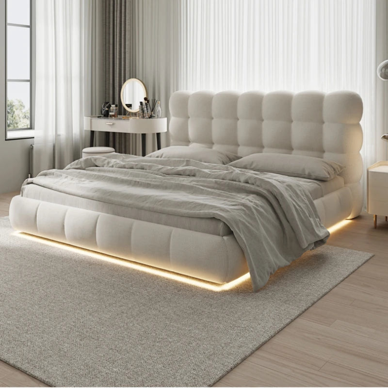 Modern Curved Puffy Lighted Bed
