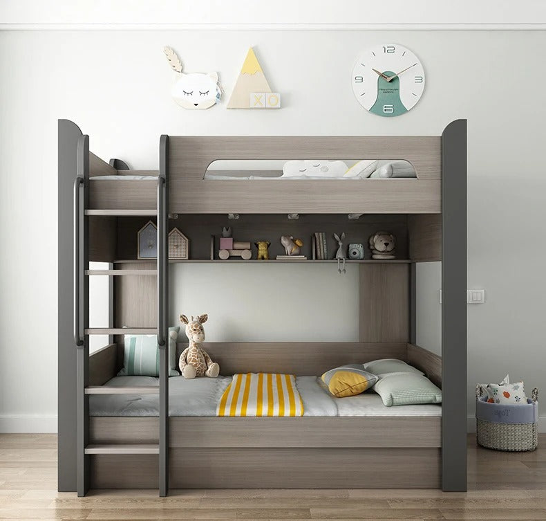 Wooden Double Bunk Bed For Twins, Teenage