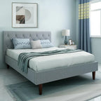 Classic Upholstered Bed with Deep Button Tufting Headboard