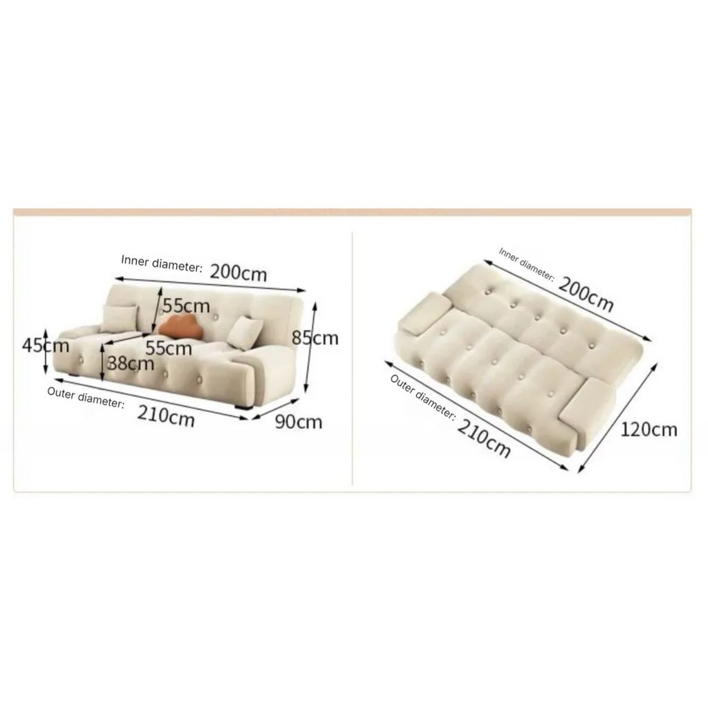 Tufted Design Armless Sofa Bed