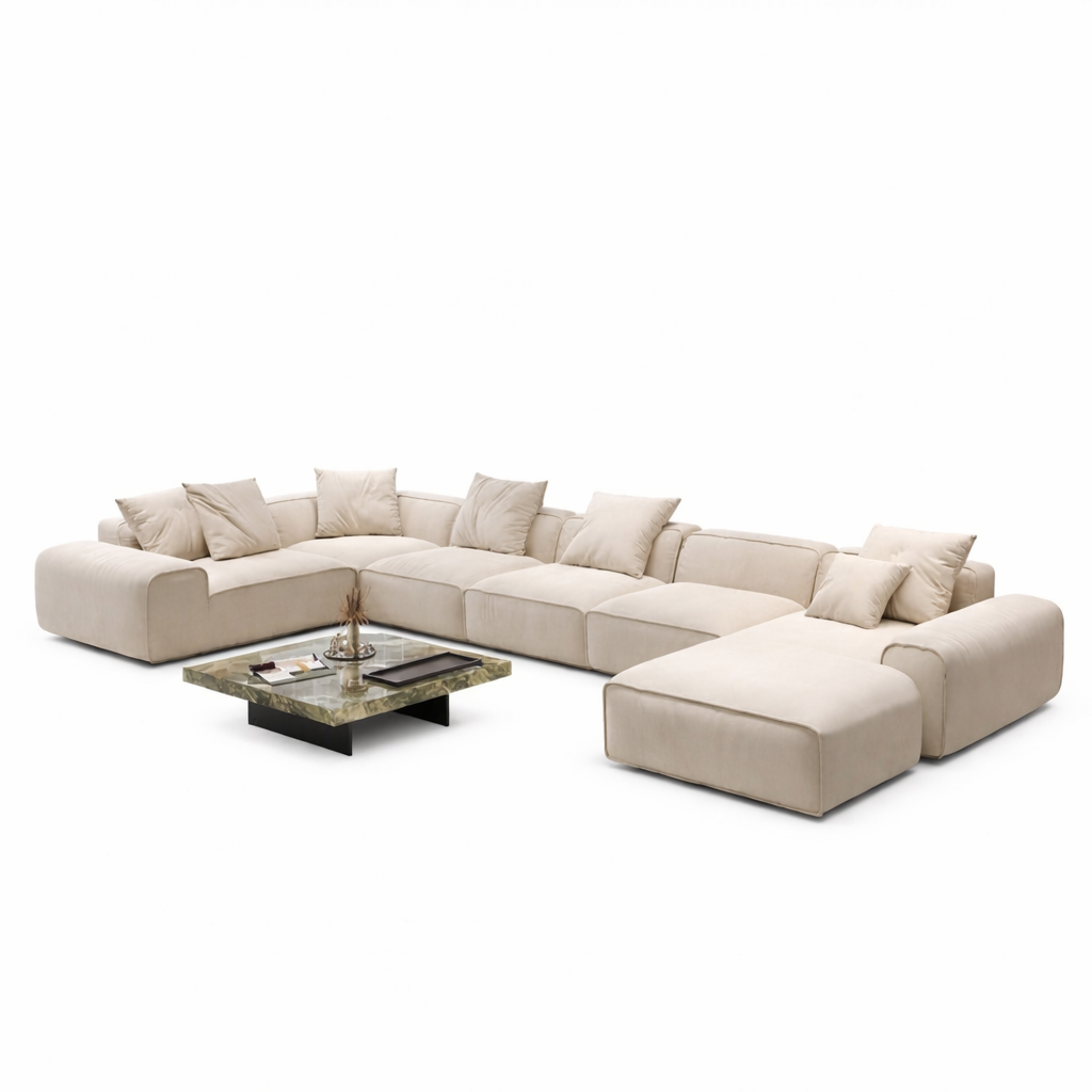Luxurious Grande Living Room Sofa Made with Velvet Fabric