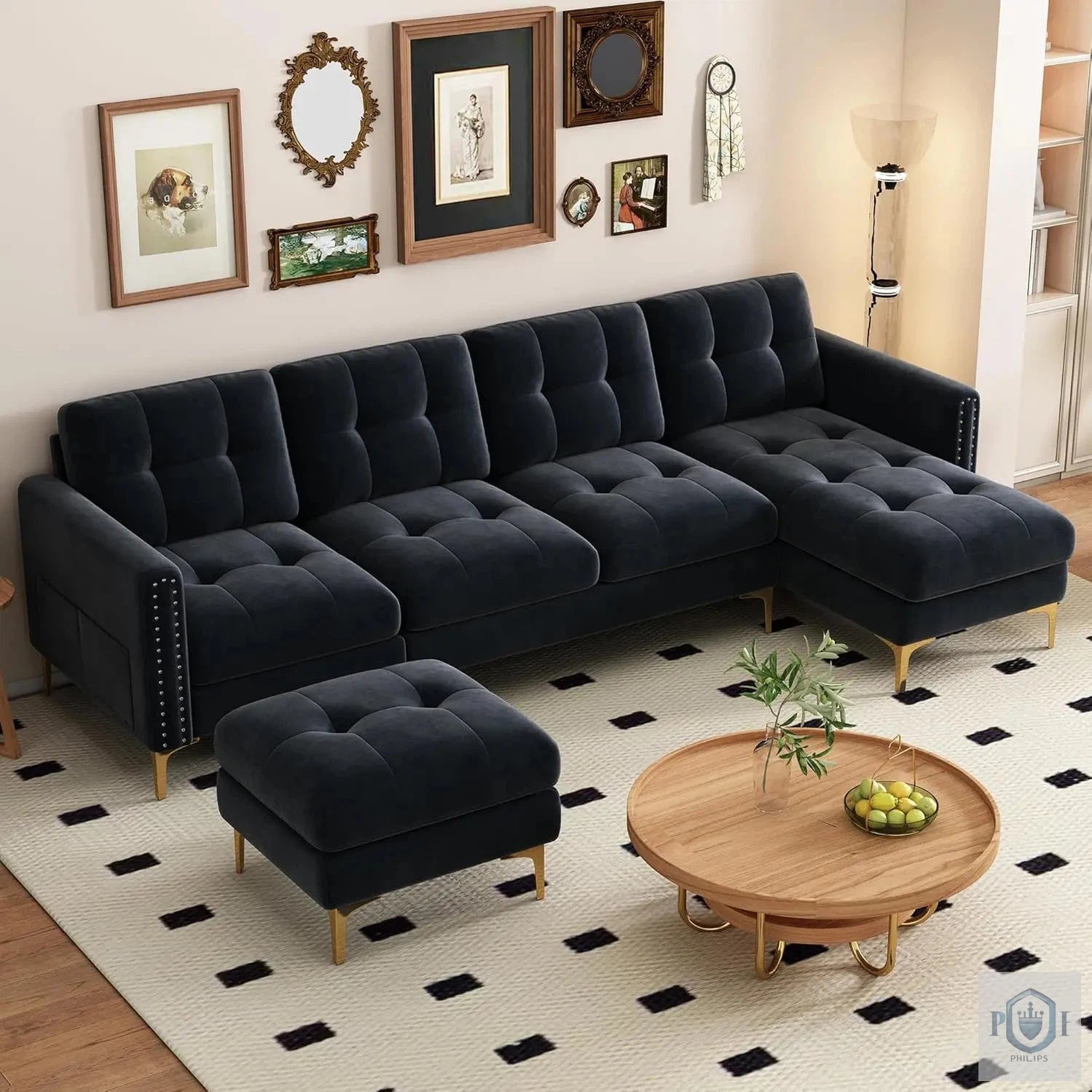 Philips Modern U Shape Style Sofa Set Fully Upholstered
