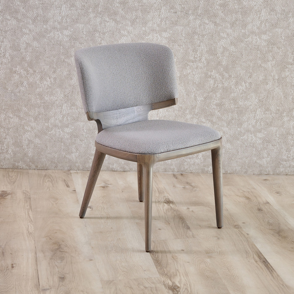 Modern Style Dining Chair Fully Upholstered Fabric Legs Made In American Ashwood