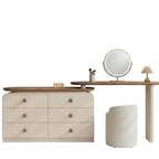 Kyoto Retractable Space-Saving Wood Dressing Table with integrated six-drawer chest on a clean white background for Google Merchant Center compliance