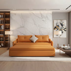 Modern leather sofa bed dual-purpose living room cream simple small apartment multi-functional storage