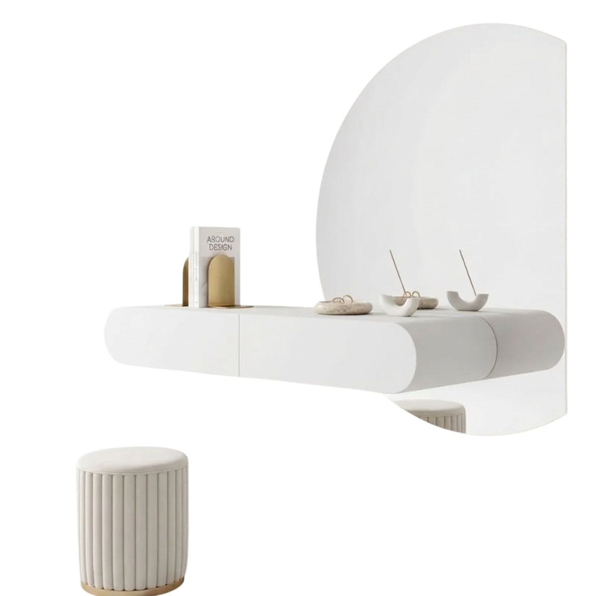 Primary studio shot of the Luna Bespoke Floating Dressing Station on a clean white background for a minimalist presentation