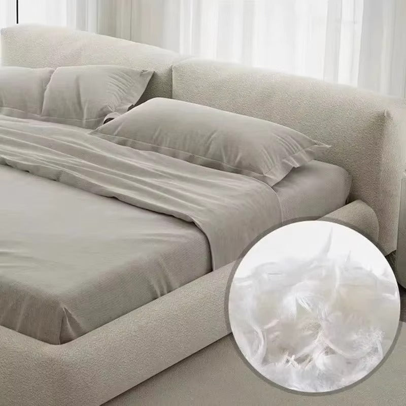 Modern Cozy Boucle Low-Profile Upholstered Bed