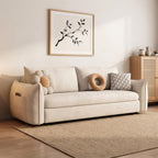 Lifestyle shot of the 210cm Grand King Nordic Luxury Storage Sofa Bed in a bright, minimalist interior