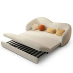 Primary studio shot of the Multifunctional Folding Sofa Bed in Off-White on a clean white background