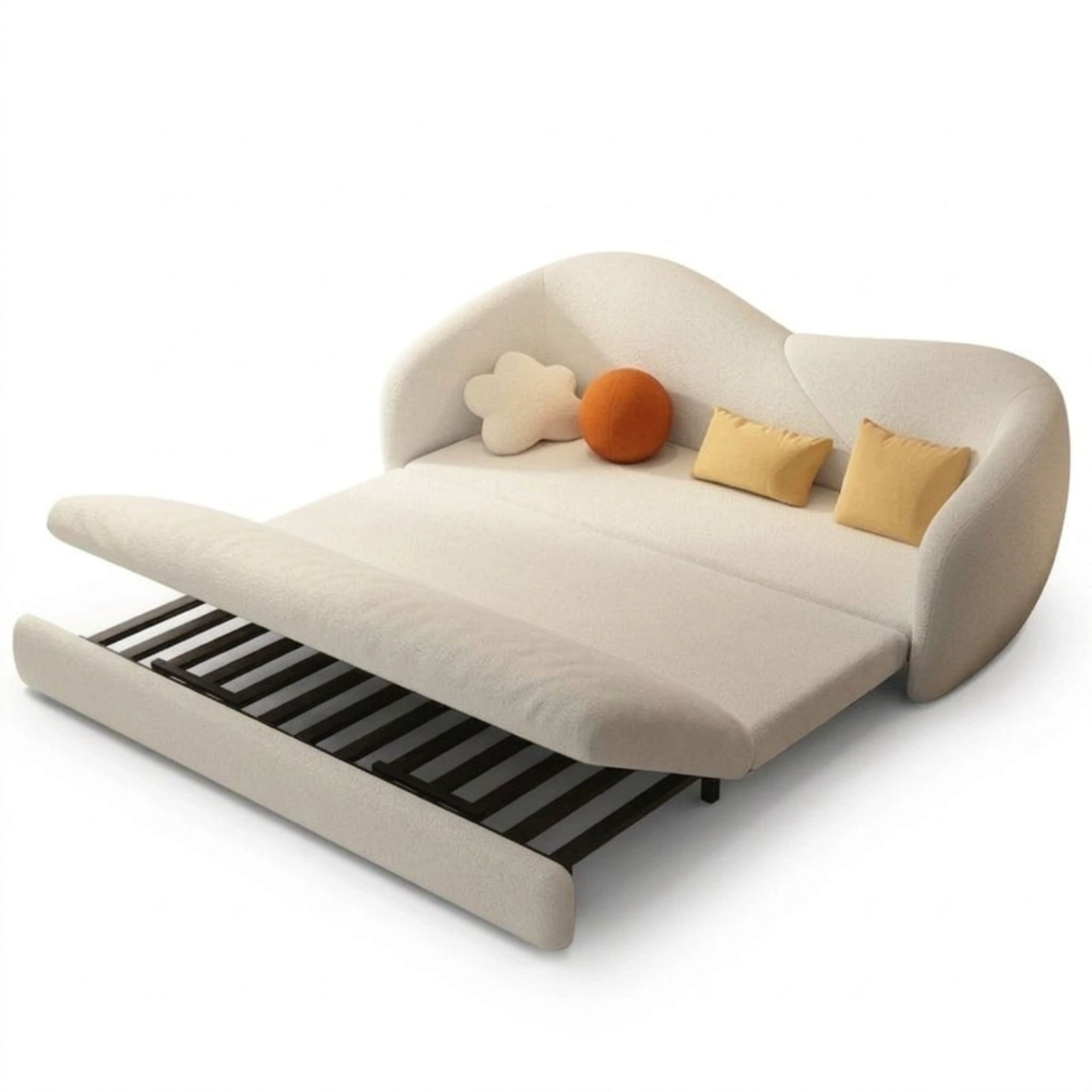 Primary studio shot of the Multifunctional Folding Sofa Bed in Off-White on a clean white background