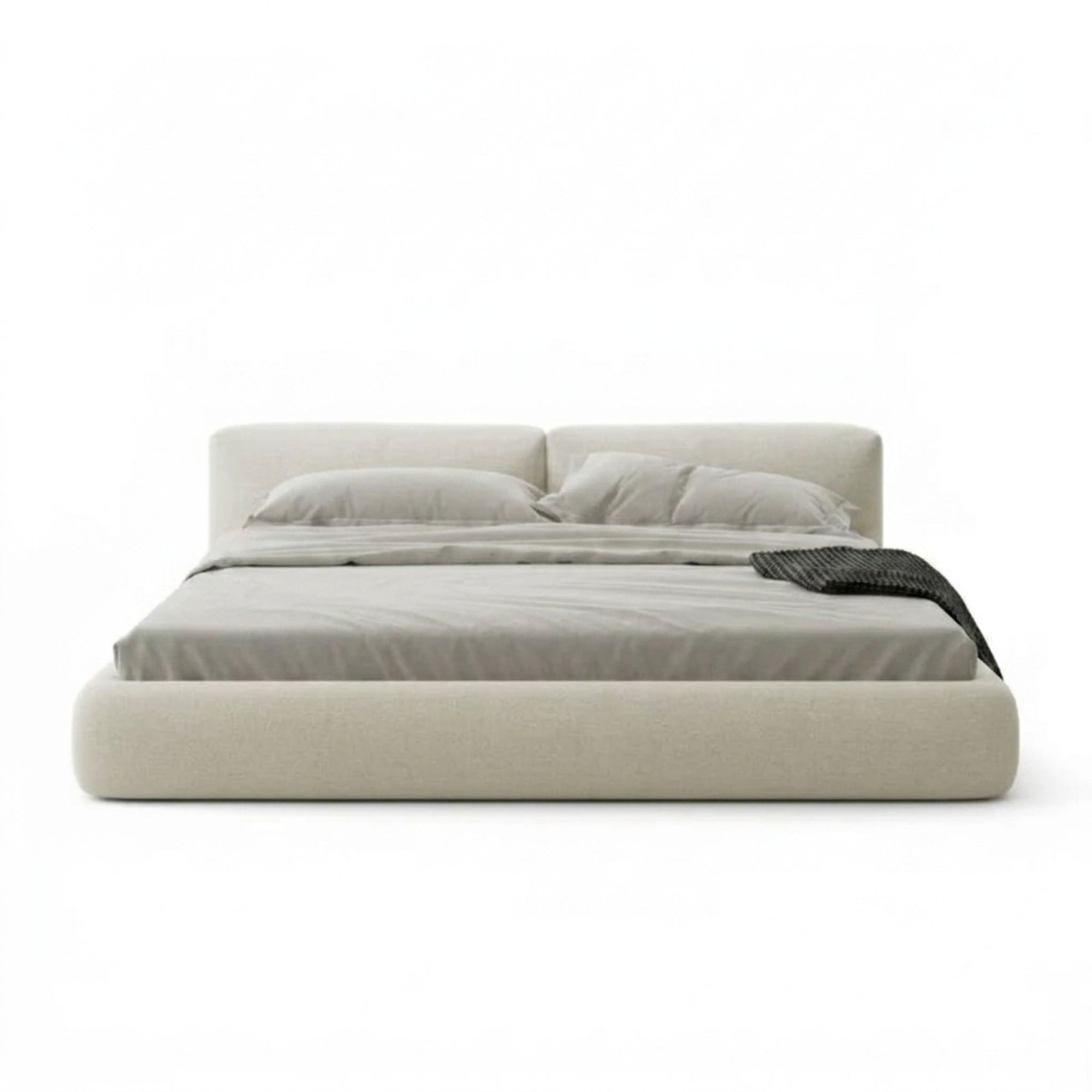 Primary studio shot of the Modern Cozy Bouclé Bed on a clean white background for GMC compliance