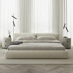 Modern Cozy Boucle Low-Profile Upholstered Bed