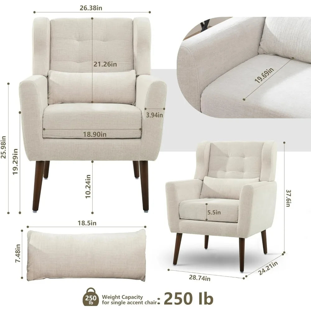 Accent Chairs Set of 2 for Living Room Soft Padded Made With Fabric Material