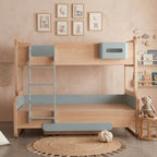 Close-up of the fully covered flat platform structure for both tiers of the Saga bunk bed, ensuring superior support