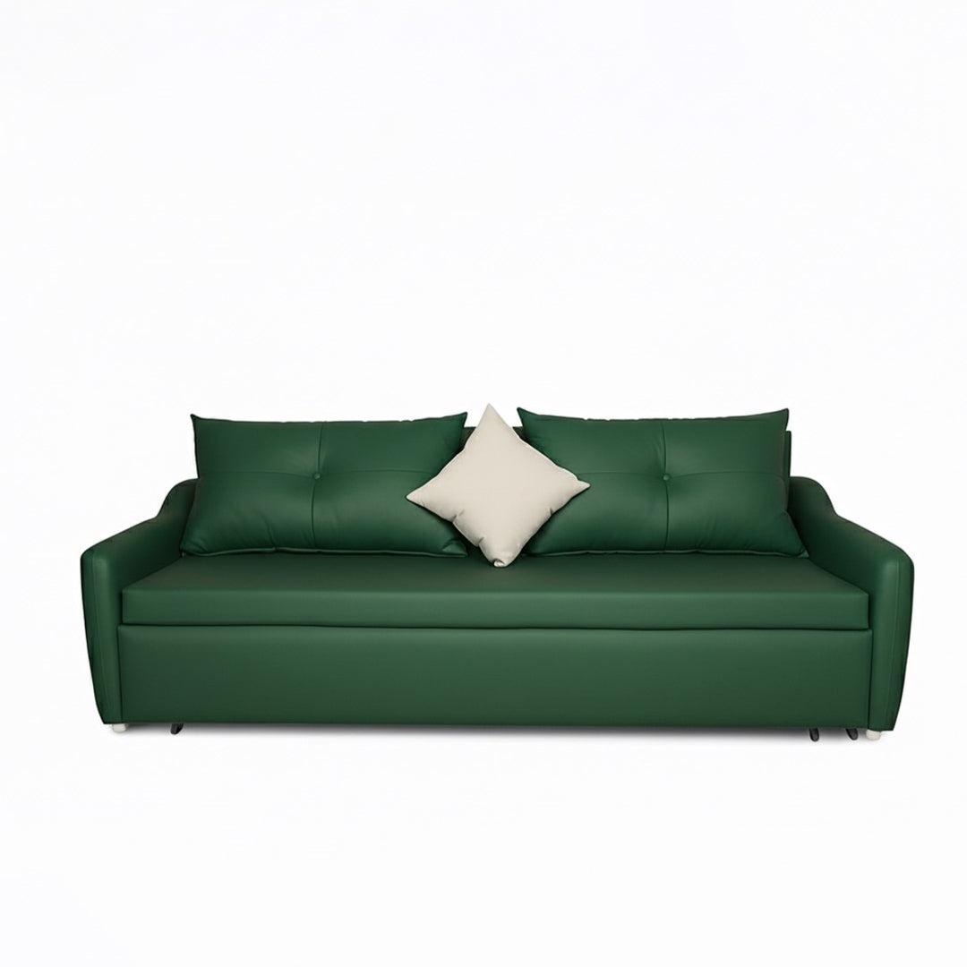 Modern leather sofa bed dual-purpose living room cream simple small apartment multi-functional storage