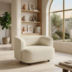 Close-up detail of premium terra-cotta bouclé upholstery from Philips Modern Homes