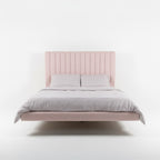 Blossom Serenity Vertical Line Headboard Bed with Metal Base and Wooden Frame