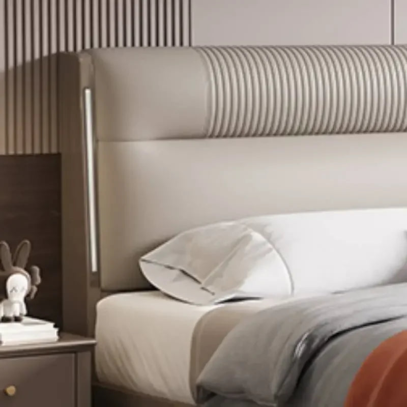 Modern Upholstered Panel Bed with Channel Tufted Headboard