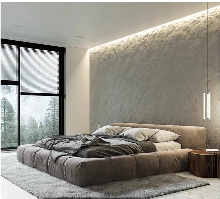 Astrid Velvet Fabric Low Headboard Bed