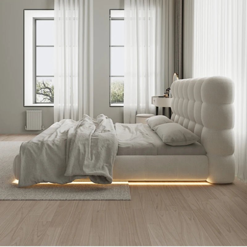 Modern Curved Puffy Lighted Bed